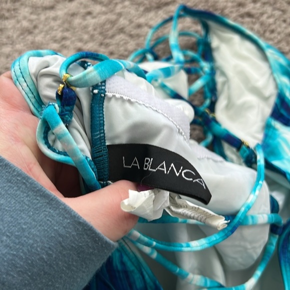 La Blanca Blue Chevron Strappy Back One Piece Swimsuit - Picture 4 of 5